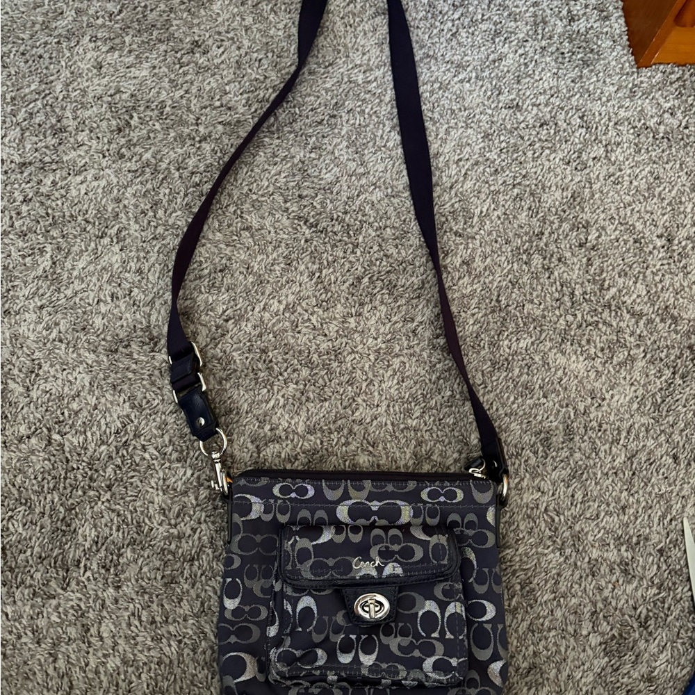 Coach Signature Monogram Black and Gray Crossbody Bag